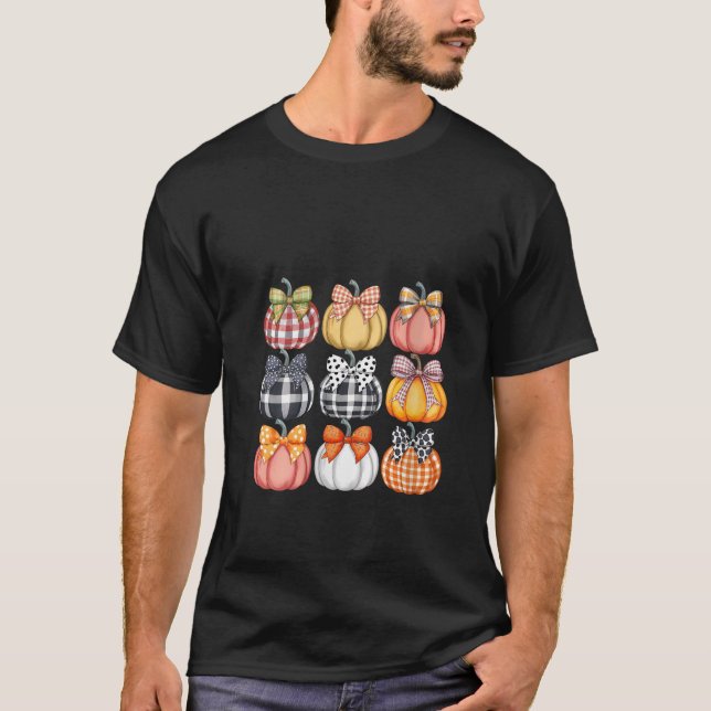 Womens Cute Coquette Pumpkin Season Thanksgiving A T-Shirt (Front)