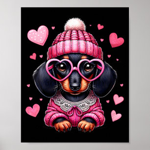 Women's Cute Dachshund Valentines Heart Dog Lover  Poster