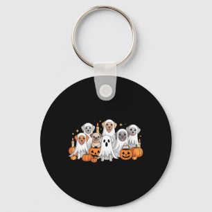 Womens Cute Dog Dressed As Ghost Funny Dog Keychain