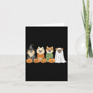 Womens Cute Fall Pomeranian Dog Owner Halloween Card