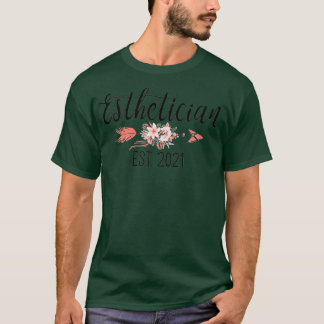 Womens Cute Floral Aesthetician 2021 Graduation T-Shirt