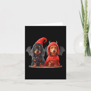 Womens Cute Halloween Dachshund Dogs Devil Costume Card