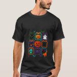 Womens Cute Halloween Icons Ghost Pumpkin Witch Ca T-Shirt<br><div class="desc">Womens Cute Halloween Icons Ghost Pumpkin Witch Cat Bat Skull Funny V Neck</div>