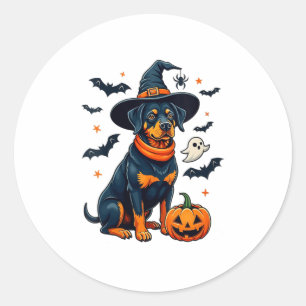 Womens Cute Halloween Rottweiler Dog V-neck _1 Classic Round Sticker