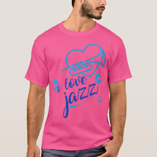 Womens Cute I Love Jazz Heart Trumpet Jazz Music L T-Shirt
