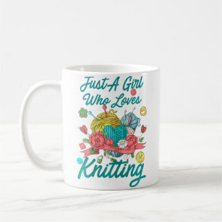 Womens Cute Just A Girl Who Loves Knitting Aesthet Coffee Mug