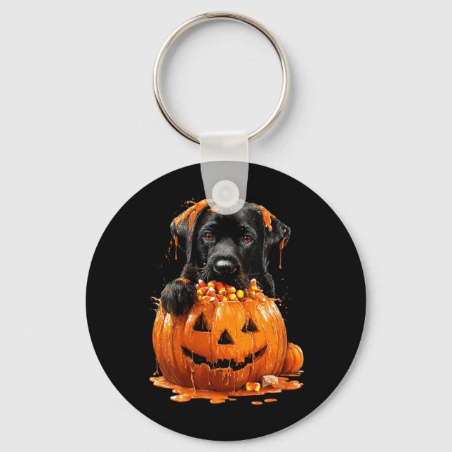 Womens Cute Labrador Dripping Pumpkin Candy Corn Keychain (Front)