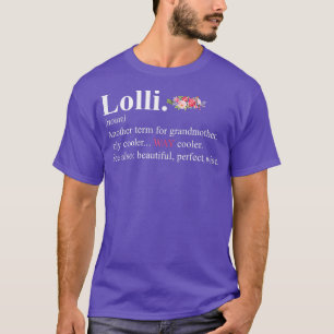 Womens Cute Lolli Definition Grandma Floral Flower T-Shirt