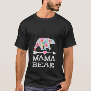 Womens Cute Mama Bear Flowers Mother s Day Family T-Shirt