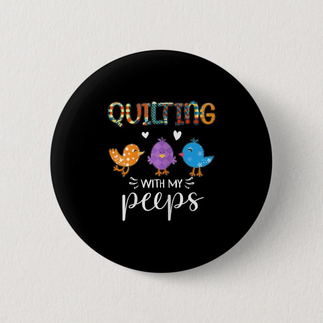 Womens Cute Quilting With My , Quilters  2 Inch Round Button (Front)