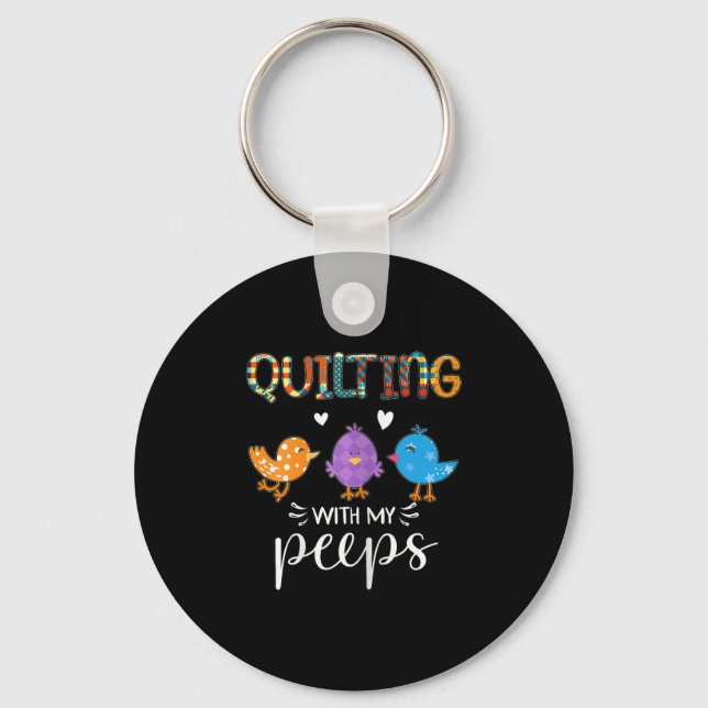 Womens Cute Quilting With My , Quilters  Keychain (Front)
