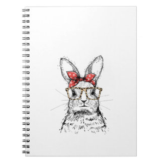 Womens Cute rabbit with leopard glasses, cute East Notebook