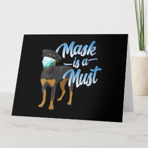 Womens Cute Rottweiler Dog with Mask - Wear a Face Card