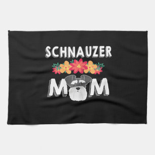 Womens Cute Schnauzer Mom Who Love Schnauzers Kitchen Towel