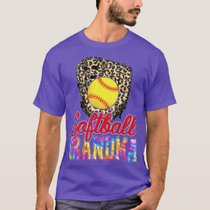Womens Cute Tie Dye Softball Grandma Leopard Baseb T-Shirt
