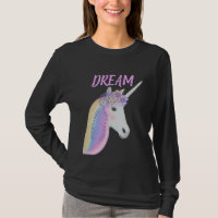 Womens Cute Unicorn Face Long Sleeve T-Shirt