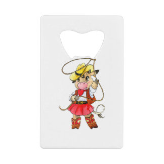 Womens Cute Western Cow Girl Tee Cool Farm Country Credit Card Bottle Opener