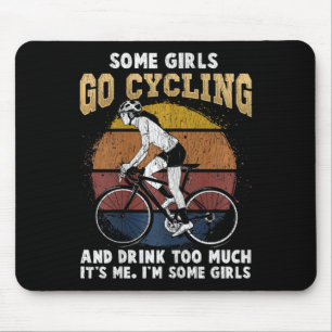 Womens Cycling Girl Witty Drinking Bicycle Woman Mouse Pad