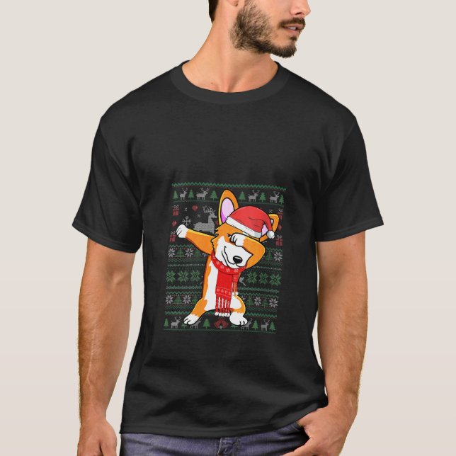 Womens  Dabbing Corgi Ugly Christmas Sweater Xmas  (Front)