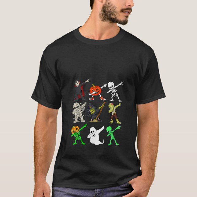 Womens Dabbing Funny Skeleton Zombie Vampire Ghost T-Shirt (Front)