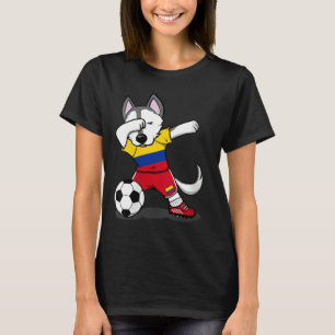 Womens Dabbing Husky Dog Colombia Football Colombi T-Shirt