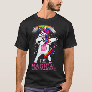 Womens Dabbing I'M Magical Rainbow Unicorn Magic V T-Shirt