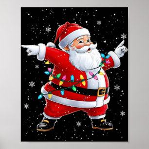 Womens Dabbing Santa Xmas Dancing Girls Boys Kids  Poster