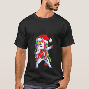 Womens Dabbing Unicorn Santa Christmas Girls Women T-Shirt
