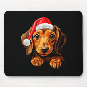 Womens Dachshund Dog Santa Claus Hat Christmas New Mouse Pad