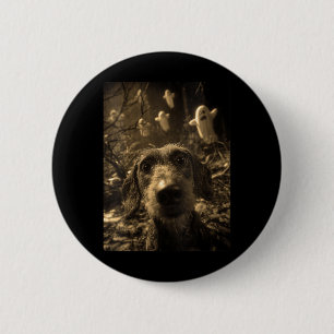 Womens Dachshund Selfie With Ghosts Haunted Forest 2 Inch Round Button