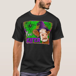 Womens Dairy Cow Boo Heifer Funny Halloween Farmer T-Shirt
