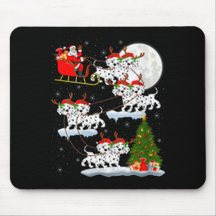 Womens Dalmatian Dog Santa Sleigh Flying Funny Mag Mouse Pad