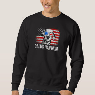 Womens  Dalmatian Mom American Flag Mother's Day Sweatshirt