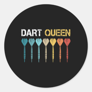 Womens Dart Queen Dart Player Darts Dartboard Bull Classic Round Sticker