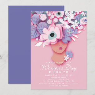 Women's Day Brunch Modern Girly Floral Invitation