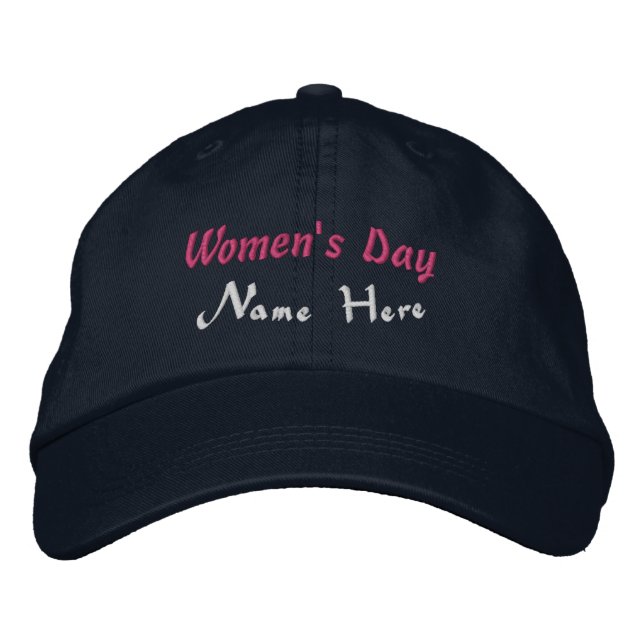 Women's Day Custom Name Here Classic Navy-Hat Embroidered Hat (Front)