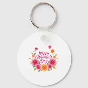 Women's Day Floral Art – Empowerment Celebration D Keychain