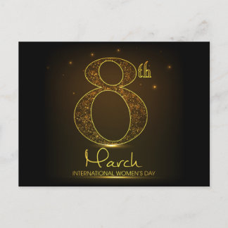 Women's day in  black and gold postcard