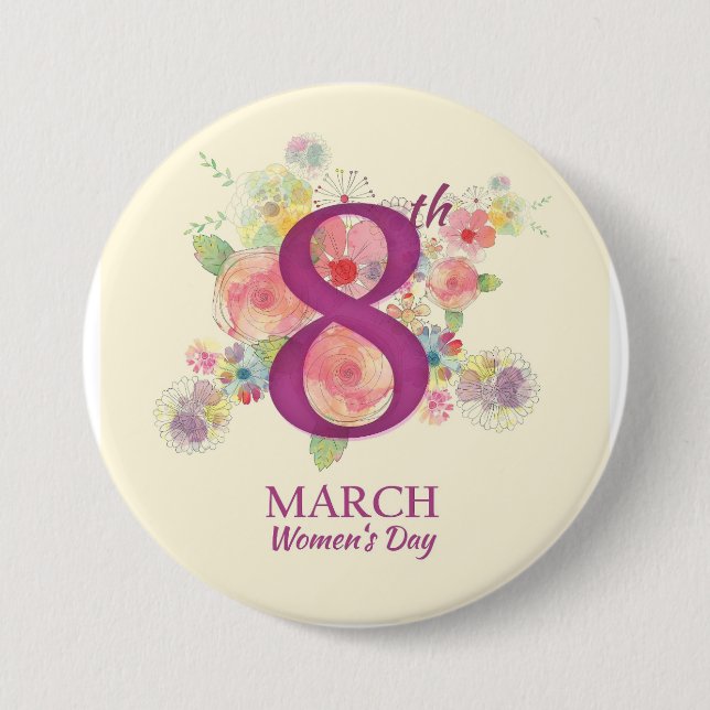 Women's Day March 8th  3 Inch Round Button (Front)