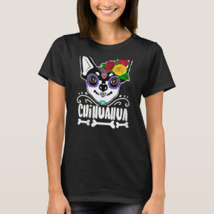 Womens Day Of Dead Sugar Skull Chihuahua Dog T-Shirt