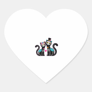 Womens Day of the Dead Cats Cat Lovers Dia De Los  Heart Sticker
