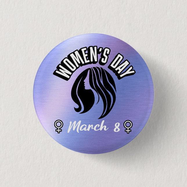 Women's Day Silhouette Logo 1 Inch Round Button (Front)