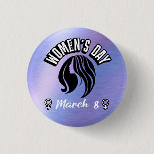 Women's Day Silhouette Logo 1 Inch Round Button