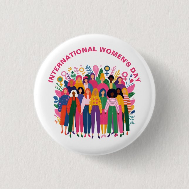 Women's Day Unity March 8th 1 Inch Round Button (Front)