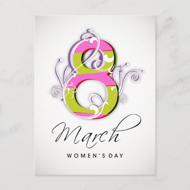 Women's day with flowery number 8 postcard (Front)