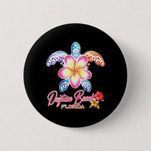 Womens Daytona Beach Sea Turtle Plumeria Florida 2 Inch Round Button