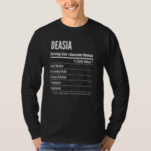 Womens Deasia Nutritional Facts Serving Size Calo T-Shirt