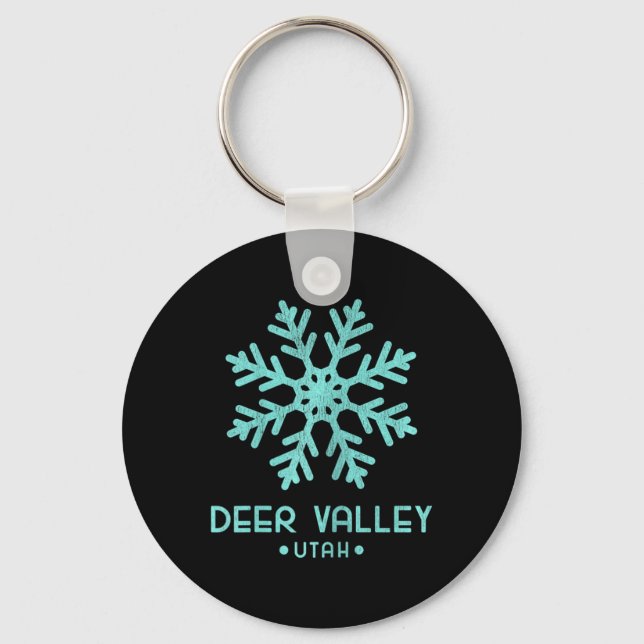 Womens Deer Valley Utah Skiing  Keychain (Front)