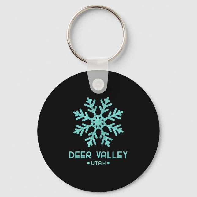 Womens Deer Valley Utah Skiing  Keychain (Front)