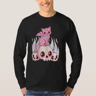 Womens Demon Cat And Skull T-Shirt